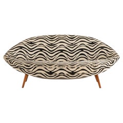 Sculptural Sofa in Beech and Zebra-Pattern Fabric by Folke Jansson, 1950s