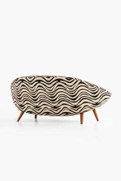 Sculptural Sofa in Beech and Zebra-Pattern Fabric by Folke Jansson, 1950s