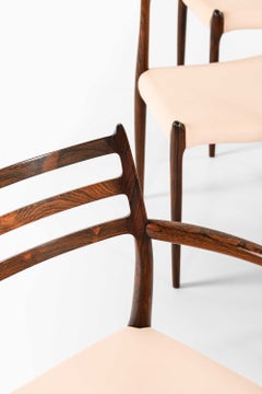 Juego de 10 sillas de comedor de palisandro y cuero, de Niels O. Møller, década de los 60