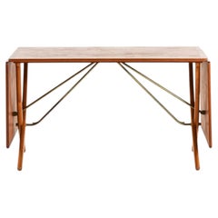 Scandinavian Modern AT-304 Dining Table in Beech and Brass by Hans Wegner, 1950s