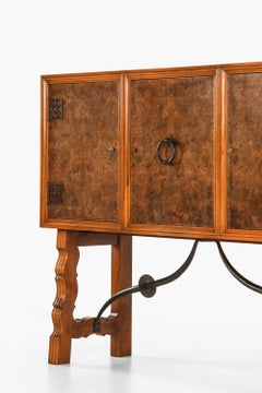 Scandinavian Modern Cabinet in Birch Root and Mahogany, 1940s