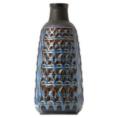 Scandinavian Modern Ceramic Floor Vase in Blue Glaze by Søholm Stentøj, 1960s
