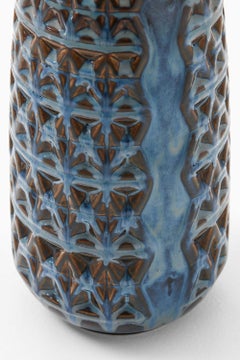 Scandinavian Modern Ceramic Floor Vase in Blue Glaze by Søholm Stentøj, 1960s