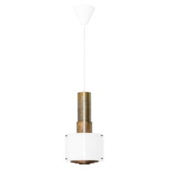 Scandinavian Modern Ceiling Lamp in Brass & Plastic by Halldor Gunnløgsson 1950s