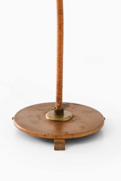 Scandinavian Modern Floor Lamp in Cane, Metal and Lacquer, Sweden, 1940s