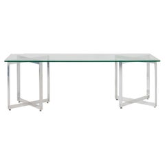 1970s Manner of Mies van der Rohe Glass and Steel 90x20" Dining Table