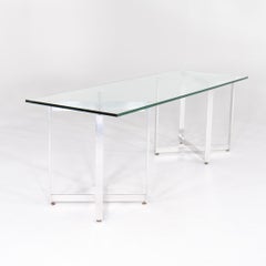 1970s Manner of Mies van der Rohe Glass and Steel 90x20" Dining Table