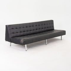 1970s Milo Baughman for Thayer Coggin Sofa in Tufted Black Vinyl