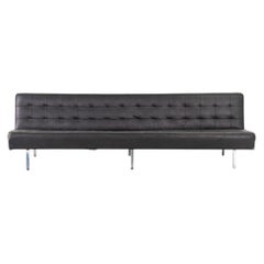 1970s Milo Baughman for Thayer Coggin Sofa in Tufted Black Vinyl