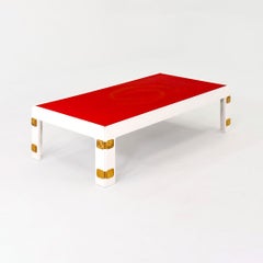1970s Bra Bohag Bjarnum AB Konsul Coffee Table with Enameled Top in Red