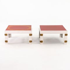 1970s Pair of Bra Bohag Bjarnum AB Konsul Side Tables with Enameled Tops in Red