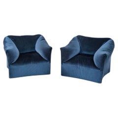 1970s Pair of Mario Bellini for Cassina Tentazione Non-Swivel Club Lounge Chairs