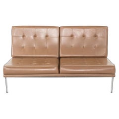 Florence Knoll „Parallel Bar“-Sessel/Sofa aus den 1960er Jahren aus braunem Vinyl