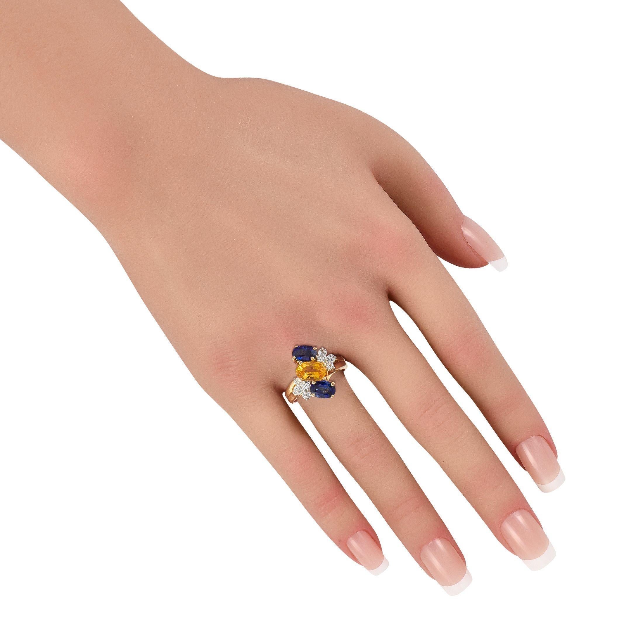 Bague en or jaune 18K avec diamant et saphir de 0,56ct MF08-071825 Excellent état - En vente à Southampton, PA