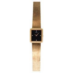 Piaget 9154 Onyx Dial Watch in 18K Yellow Gold, 1980s Piaget 9154 Onyx Dial Watch in 18K Yellow Gold, 1980s