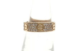 Cartier Love Collection Diamond Pave Set 18K Rose Gold Band Ring