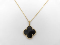 Van Cleef & Arpels Magic Alhambra Black Onyx 18K Yellow Gold Pendant Necklace