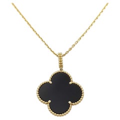 Van Cleef & Arpels Magic Alhambra Black Onyx 18K Yellow Gold Pendant Necklace