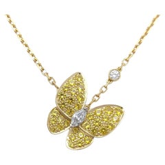 Van Cleef & Arpels Papillon Yellow Sapphire Diamond Butterfly Pendant Necklace