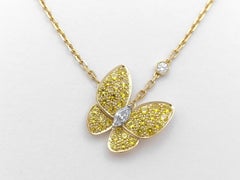 Van Cleef & Arpels Papillon Yellow Sapphire Diamond Butterfly Pendant Necklace