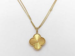 Van Cleef & Arpels Magic Alhambra Guilloche Long Yellow Gold Pendant Necklace