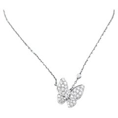 Van Cleef & Arpels Papillon Diamond Pave Butterfly White Gold Pendant Necklace