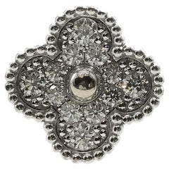 Van Cleef & Arpels Vintage Alhambra Diamant-Pavé-Ring aus 18 Karat Weißgold, Größe 50 (EU)