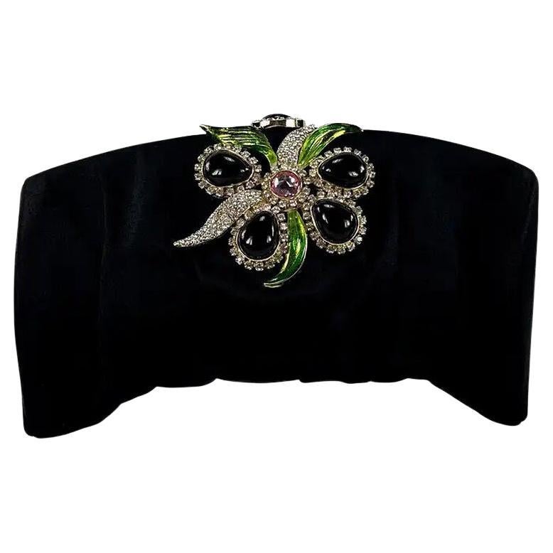 S/S 2004 Yves Saint Laurent by Tom Ford Rhinestone Flower Silk Satin Clutch