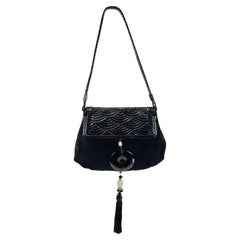 F/W 2004 Yves Saint Laurent by Tom Ford Chinoiserie Suede Tassel Jade Bead Bag