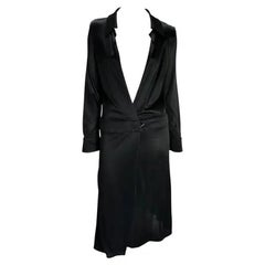 S/S 2000 Gucci by Tom Ford Runway Plunging Neckline Black Viscose Runway Dress