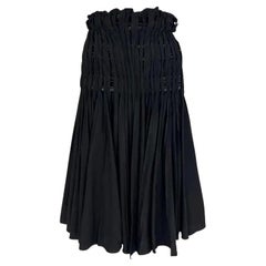 F/W 2001 Yves Saint Laurent by Tom Ford Pleated Black Satin Flare Skirt