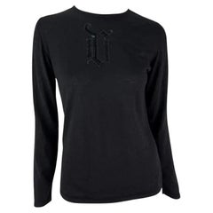 F/W 2002 Gianni Versace by Donatella Black Sequin 'V' Monogram Knit Sweater