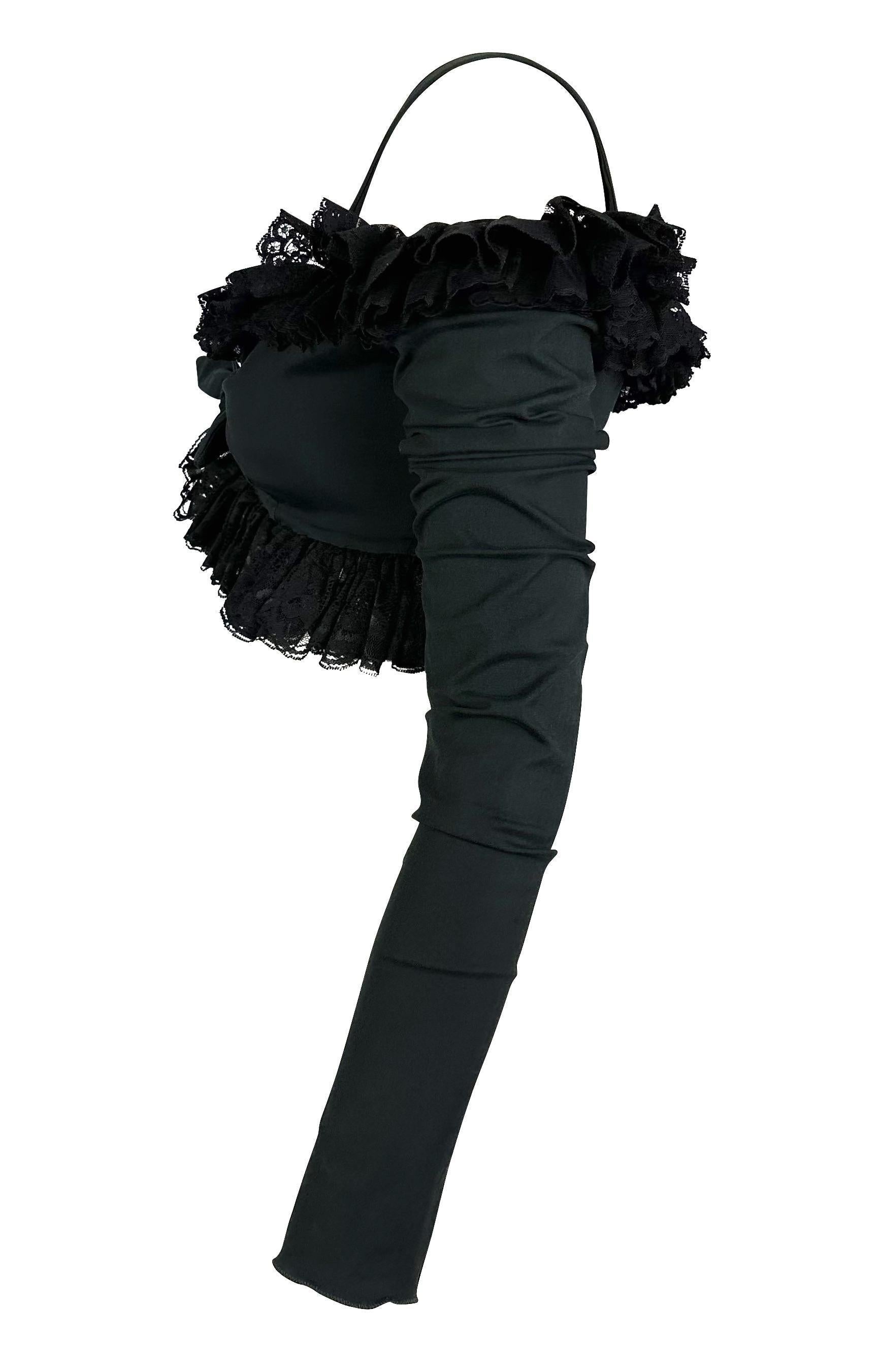S/S 1992 Dolce & Gabbana Black Lace Ruffle Tie Front Crop Top Bustier In Excellent Condition In West Hollywood, CA