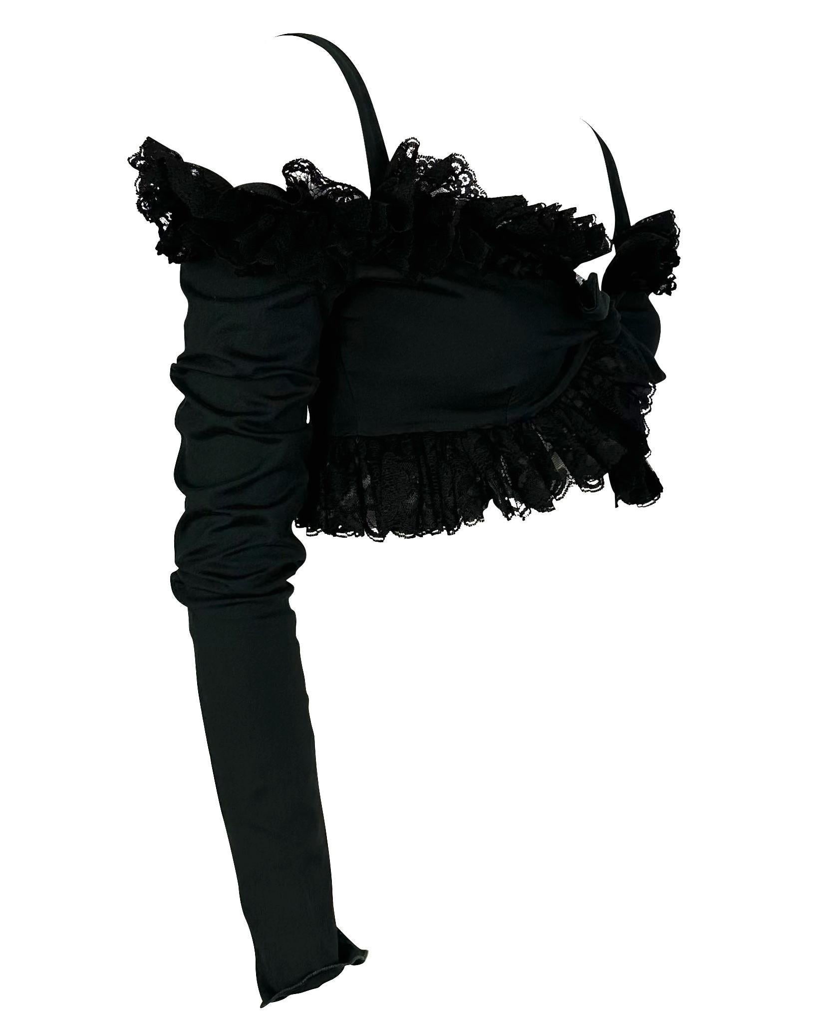 S/S 1992 Dolce & Gabbana Black Lace Ruffle Tie Front Crop Top Bustier 2