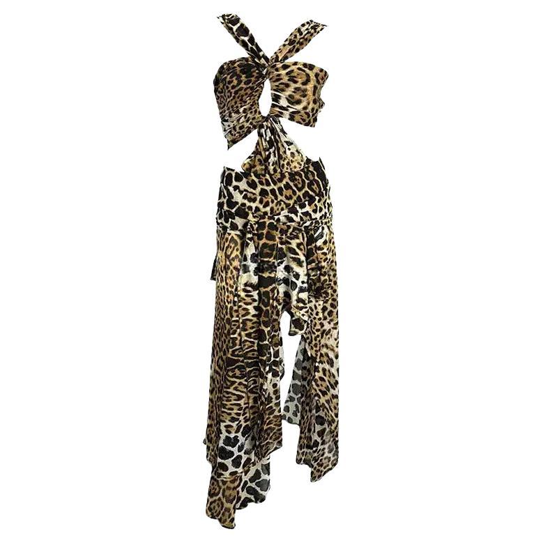 S/S 2002 Yves Saint Laurent by Tom Ford – Laufsteg-Kleid „Jaguar“ aus Chiffon, Wickelausschnitt, FR36