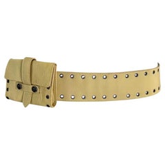 2000s Gianni Versace by Donatella Medusa Eyelet Beige Belt Bag Waist Pouch