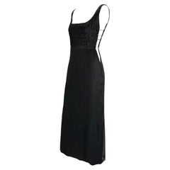 NWT F/W 1998 Gianni Versace by Donatella Black Rhinestone Side Slit Medusa Gown