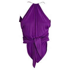 S/S 2000 Gianni Versace by Donatella Runway Purple Silk Tie Crop Tank Top