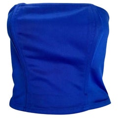 S/S 1988 Yves Saint Laurent Rive Gauche Royal Blue Bustier Boned Crop Top