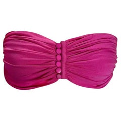 Valentino Night, anni '80, Top Bralette Crop con increspatura rosa caldo