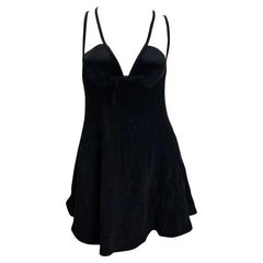 Vintage S/S 1994 Gianni Versace Black Wrinkled Punk Flare Mini Baby Doll Dress