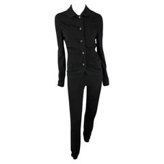 S/S 1997 Gianni Versace Black Scalloped Stretch Medusa Pant Set