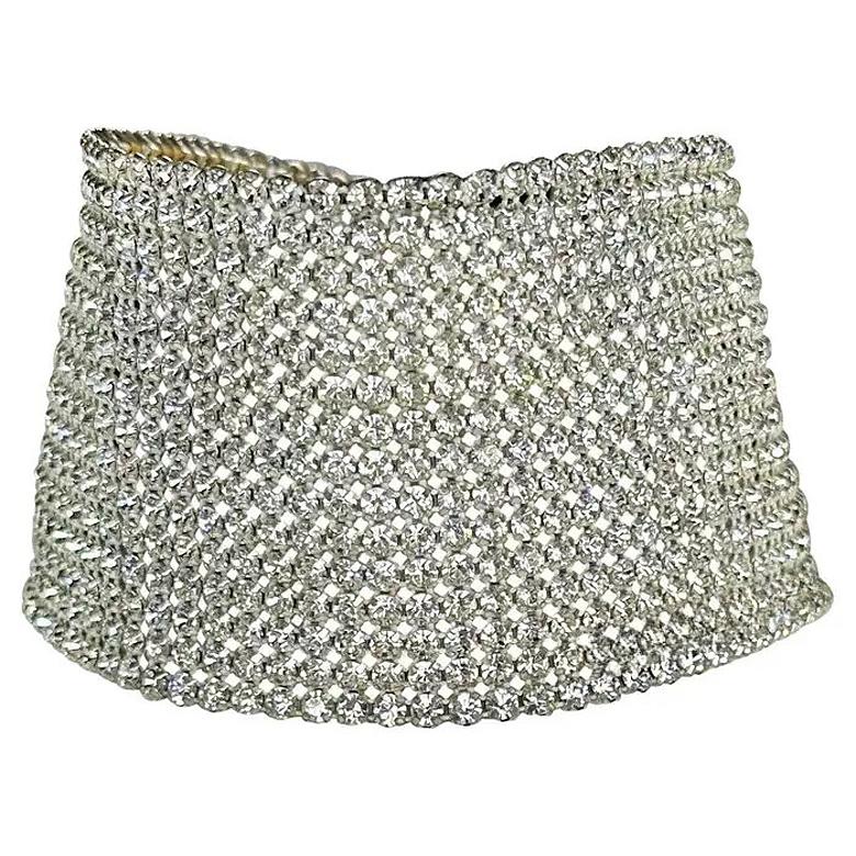 S/S 2000 Dolce & Gabbana Silver Rhinestone Extra Wide Choker Necklace