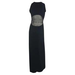 F/W 2001 Paco Rabanne Runway Buckle Sheer Panel Black Bodycon Y2K Gown