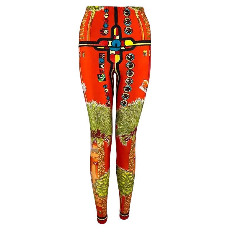 S/S 1993 Gianni Versace South Beach Miami Sonnenuntergang Orange-Rot Florida Strumpfhose 38IT