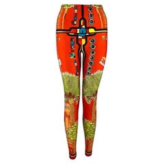 S/S 1993 Gianni Versace South Beach Miami Sunset Orange Red Florida Print Tights