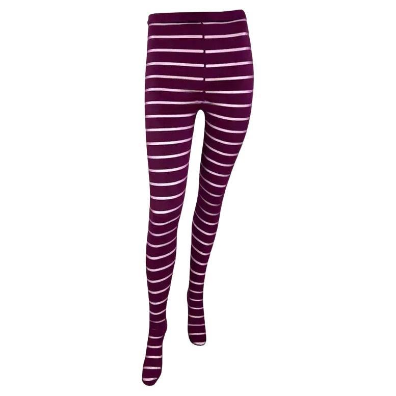 Collecte automne-hiver 1993 de Gianni Versace : legging transparent à rayures violettes, taille 42 IT/US 8