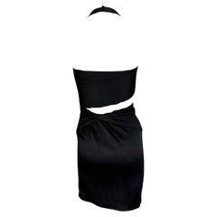 S/S 2005 Gucci Stretch Silk Satin Cut Out Halter Neck Dress 38IT