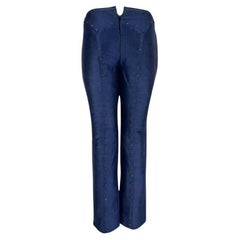 S/S 2000 Gianni Versace by Donatella Blue Chambray Rhinestone Runway Pants