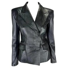 F/W 1997 Gucci by Tom Ford Runway Metallic Black Leather Blazer Jacket